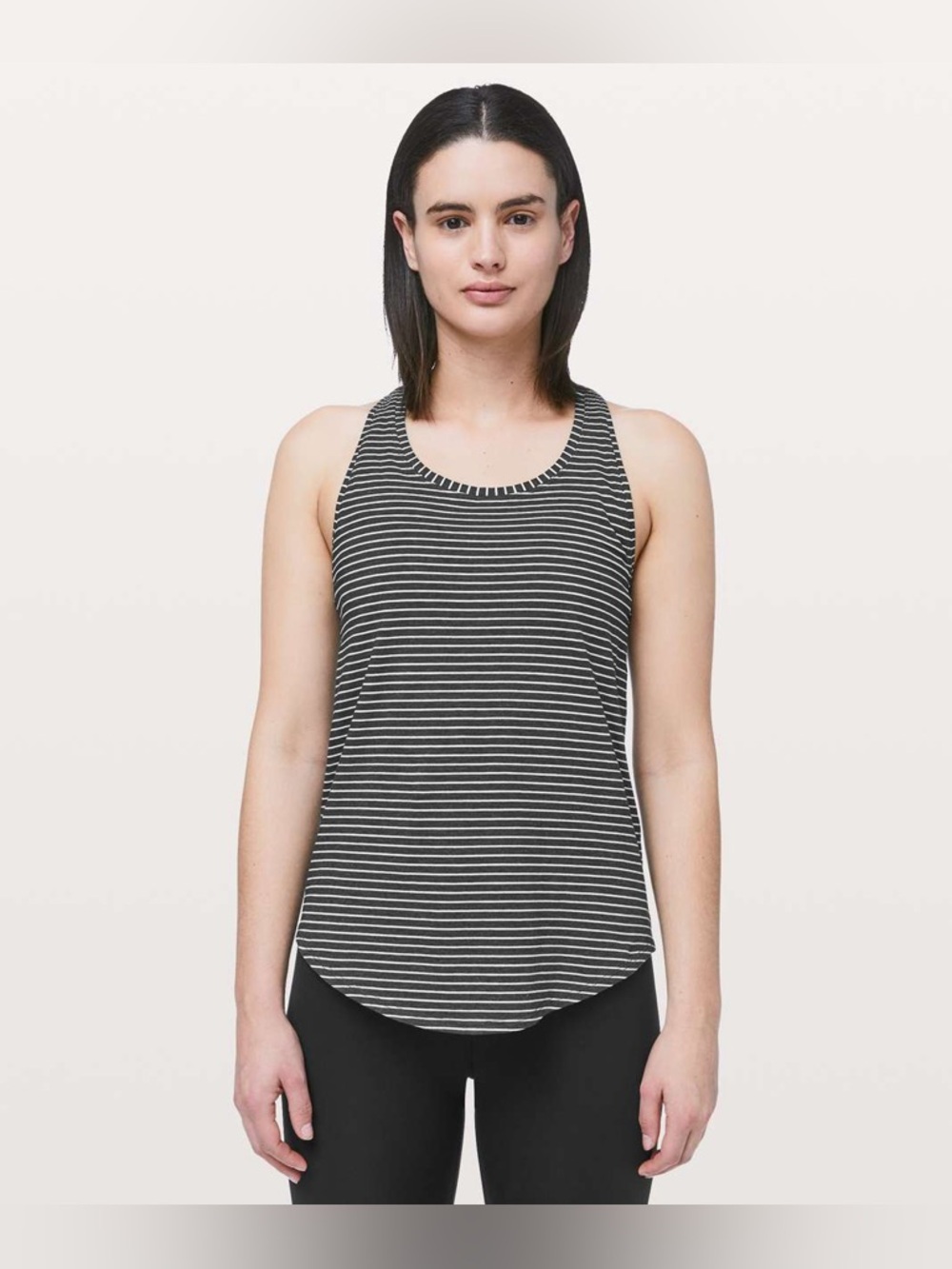 Lululemon Love Tank *Pleated Modern Stripe Heathered Black White